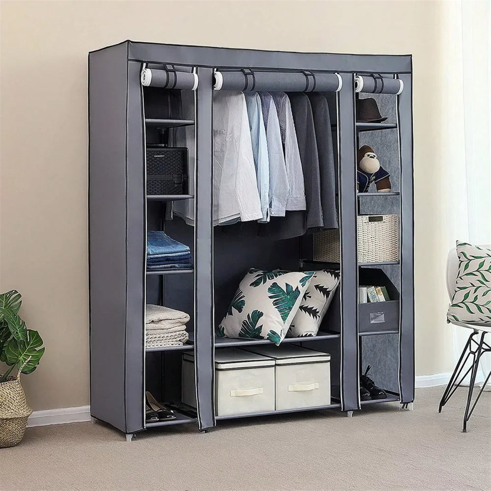 69" Portable Clothes Closet Wardrobe Storage Organizer With Non-Woven Fabric Quick And Easy To Assemble Extra Strong And Durable