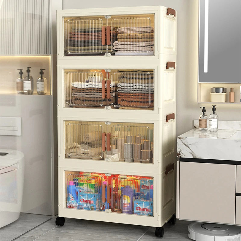 Thickened Home Storage Cabinet for Babies Living Room Bedroom No-Install Plastic Snack Cabinet Multi-Purpose Organizer