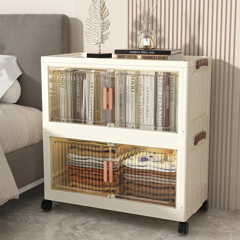 Thickened Home Storage Cabinet for Babies Living Room Bedroom No-Install Plastic Snack Cabinet Multi-Purpose Organizer