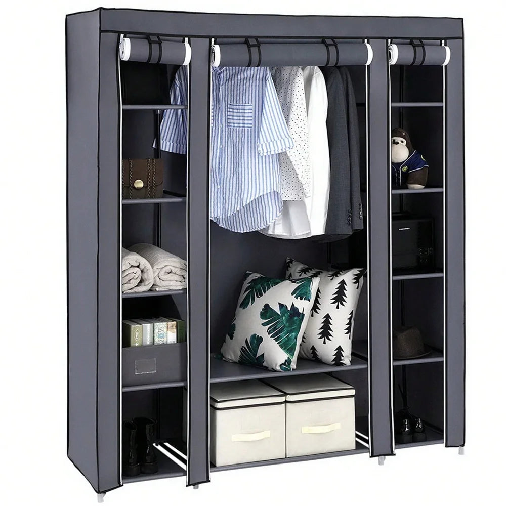 69" Portable Clothes Closet Wardrobe Storage Organizer With Non-Woven Fabric Quick And Easy To Assemble Extra Strong And Durable