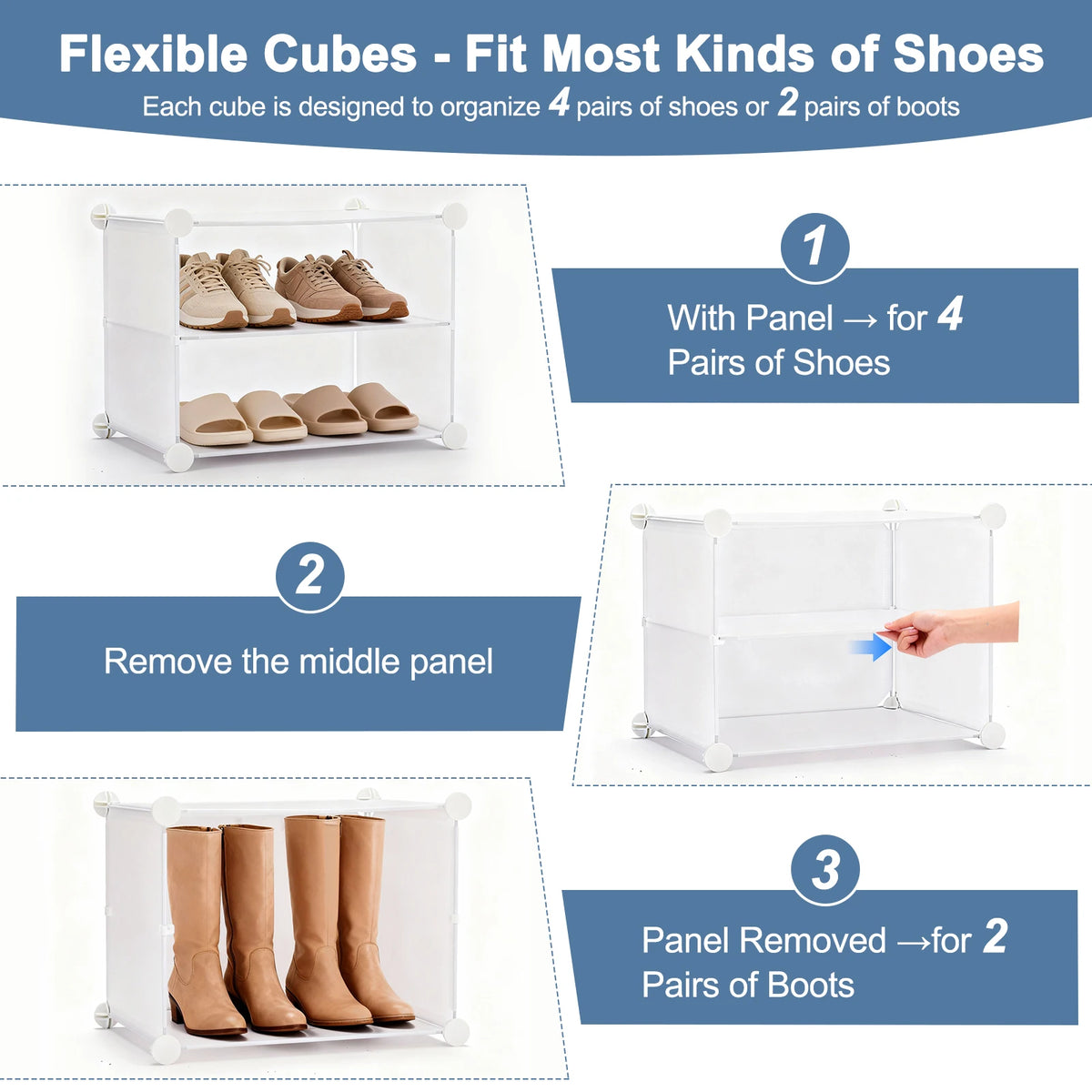 JHK 8-Tier Stackable Shoe Storage Cabinet with Door Plastic Multilayer Shoe Shelves Organize for Space Saving Cabinet Home