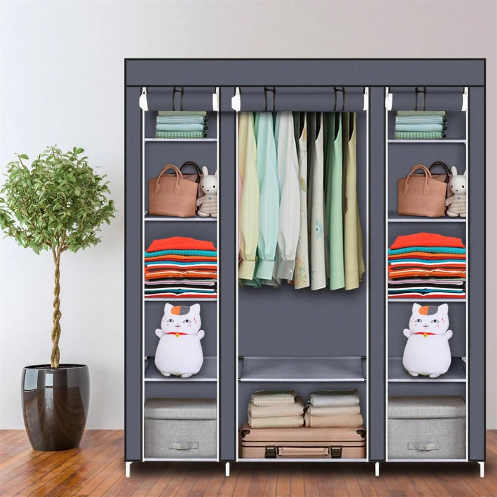 69" Portable Clothes Closet Wardrobe Storage Organizer With Non-Woven Fabric Quick And Easy To Assemble Extra Strong And Durable