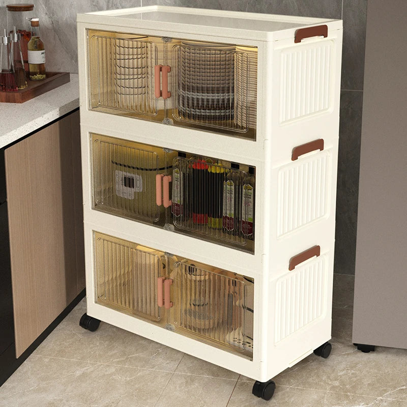 Thickened Home Storage Cabinet for Babies Living Room Bedroom No-Install Plastic Snack Cabinet Multi-Purpose Organizer